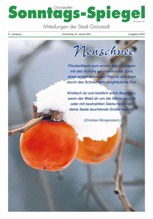 Grünstadter Sonntags-Spiegel Titelblatt 04/2024