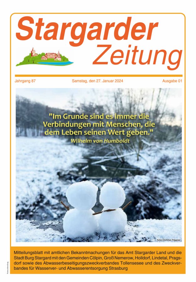 Stargarder Zeitung Titelblatt 01/2024