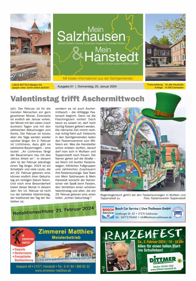 Mein Salzhausen   Mein Hanstedt Titelblatt 01/2024