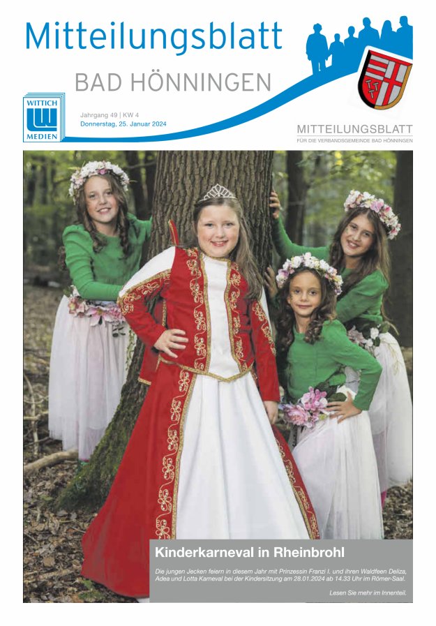 Mitteilungsblatt für den Bereich der Verbandsgemeinde Bad Hönningen Titelblatt 04/2024