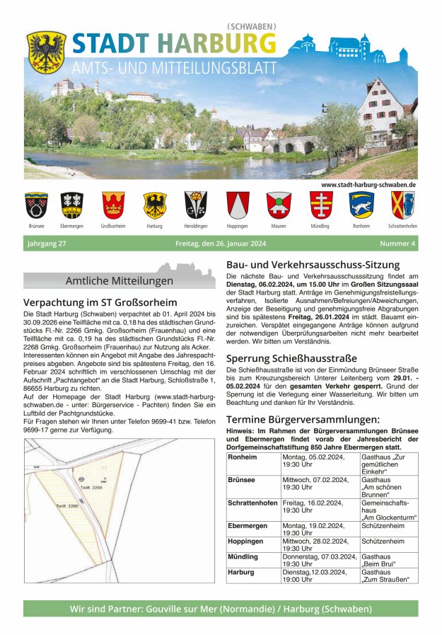 Amts- und Mitteilungsblatt der Stadt Harburg Titelblatt 04/2024
