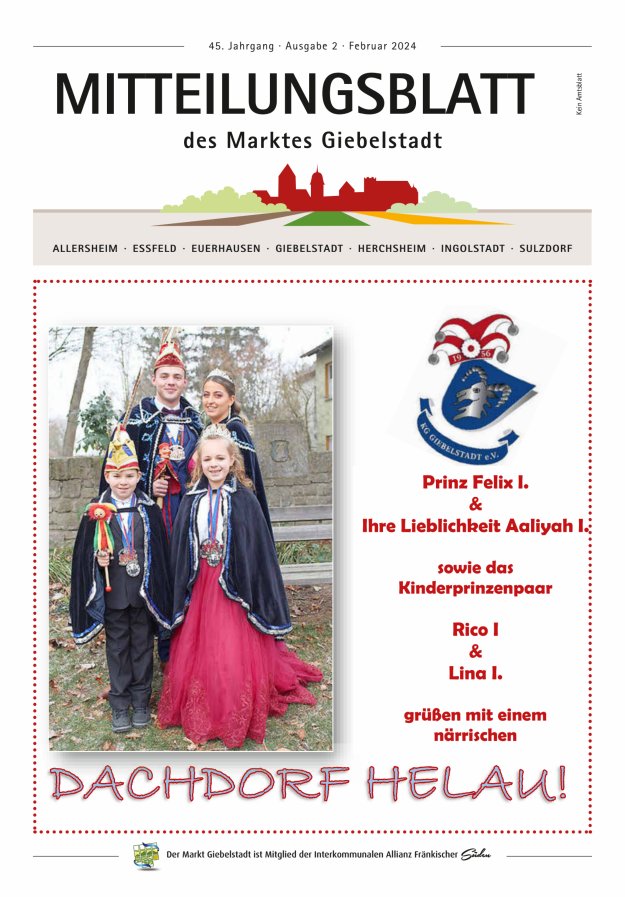 Mitteilungsblatt des Marktes Giebelstadt Titelblatt 02/2024