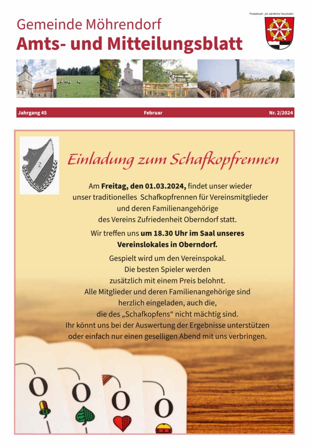 Amts- und Mitteilungsblatt Gemeinde Möhrendorf Titelblatt 02/2024