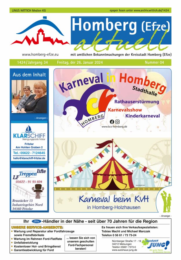 Homberg Efze aktuell Titelblatt 04/2024