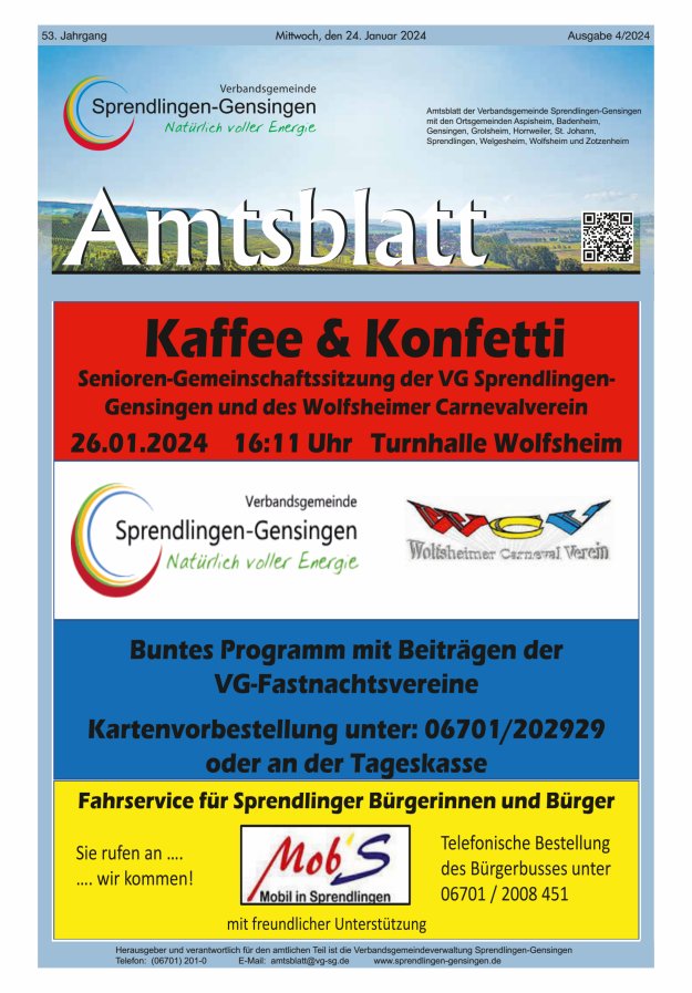 Amtsblatt VG Sprendlingen-Gensingen Titelblatt 04/2024