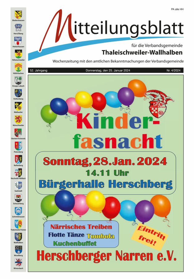 Mitteilungsblatt VG Thaleischweiler-Wallhalben Titelblatt 04/2024