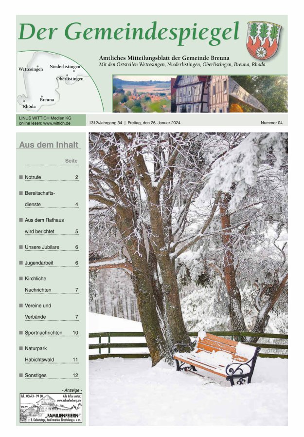Der Gemeindespiegel (Breuna) Titelblatt 04/2024