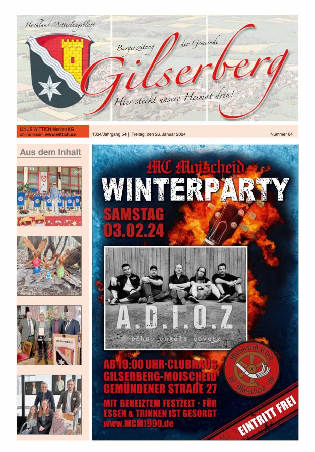 Hochland Mitteilungsblatt Gilserberg Titelblatt 04/2024