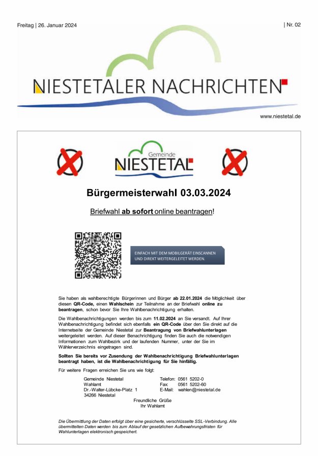 Niestetaler Nachrichten Titelblatt 02/2024
