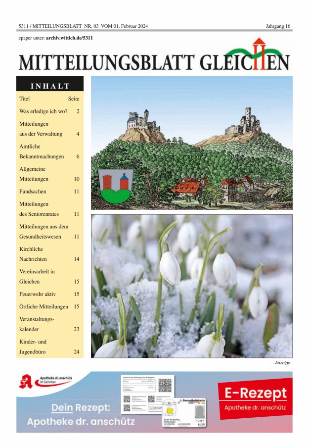 Mitteilungsblatt Gleichen Titelblatt 03/2024