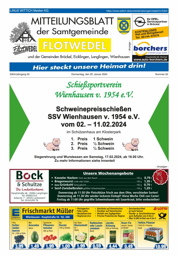 Mitteilungsblatt der Samtgemeinde Flotwedel Titelblatt 02/2024