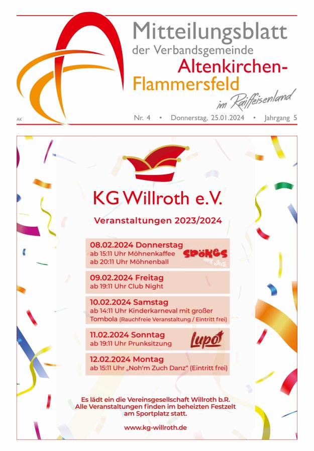 Mitteilungsblatt Verbandsgemeinde Altenkirchen-Flammersfeld Titelblatt 04/2024