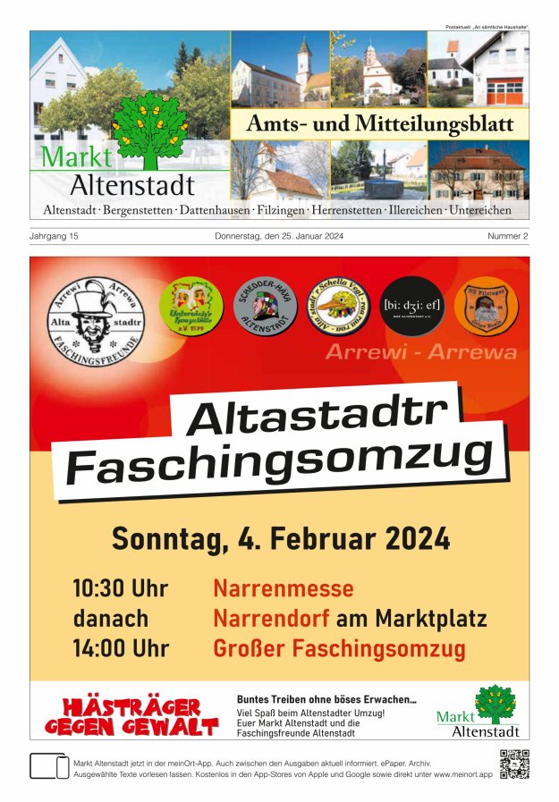 Amts- und Mitteilungsblatt des Marktes Altenstadt Titelblatt 02/2024