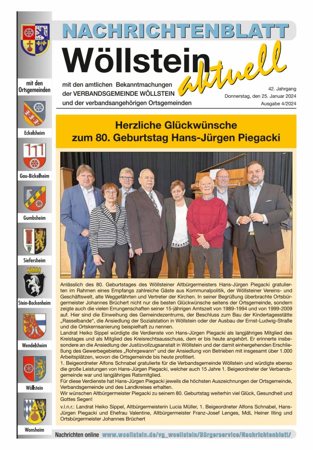 Nachrichtenblatt Wöllstein aktuell Titelblatt 04/2024