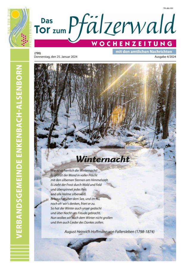 Das Tor zum Pfälzer Wald - VG Enkenbach-Alsenborn Titelblatt 04/2024