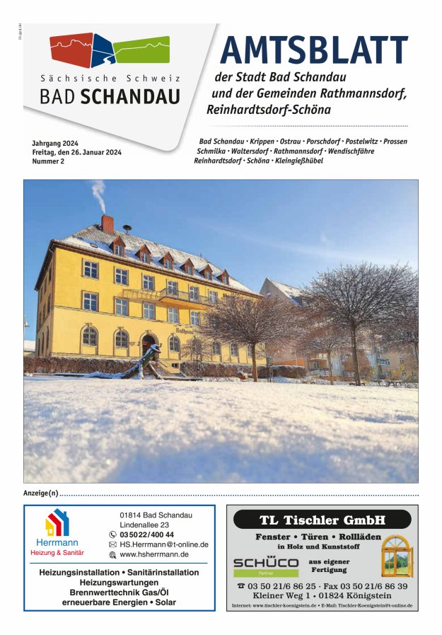 Amtsblatt der Stadt Bad Schandau und der Gemeinden Titelblatt 02/2024