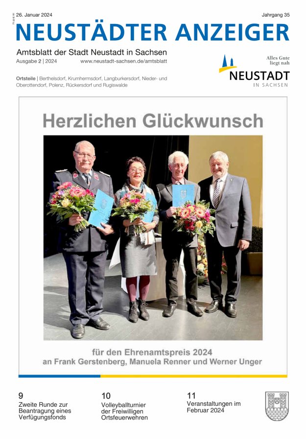 Neustädter Anzeiger - Amts- und Heimatblatt der Stadt Neustadt in Sachsen Titelblatt 02/2024