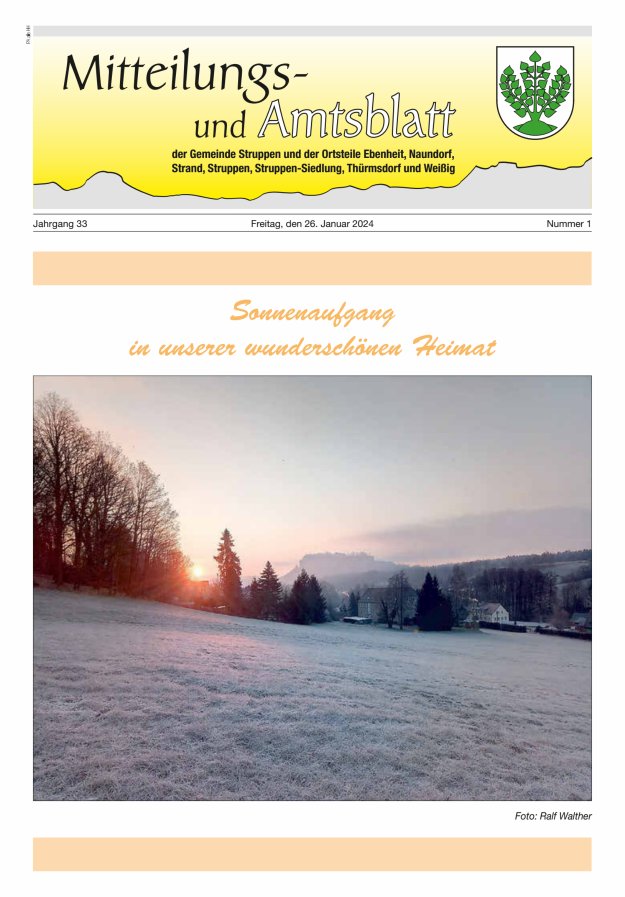Mitteilungs- und Amtsblatt der Gemeinde Struppen und der Ortsteile Titelblatt 01/2024