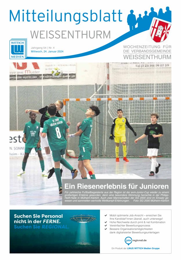Mitteilungsblatt für den Bereich der Verbandsgemeinde Weißenthurm Titelblatt 04/2024