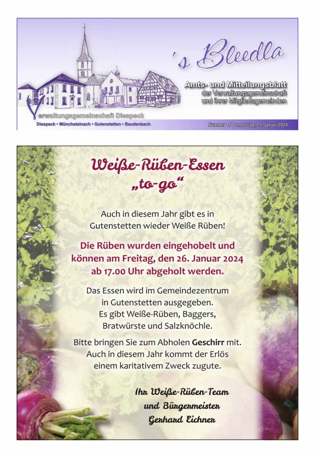Amts- und Mitteilungsblatt VGem Diespeck Titelblatt 04/2024