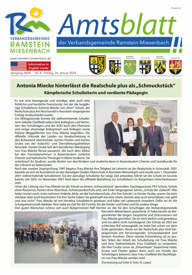 Amtsblatt VG Ramstein-Miesenbach Titelblatt 04/2024