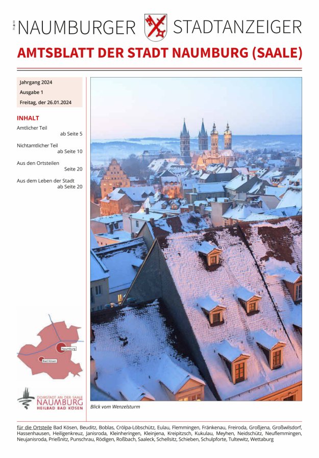 Amtsblatt der Stadt Naumburg (Saale) Titelblatt 01/2024