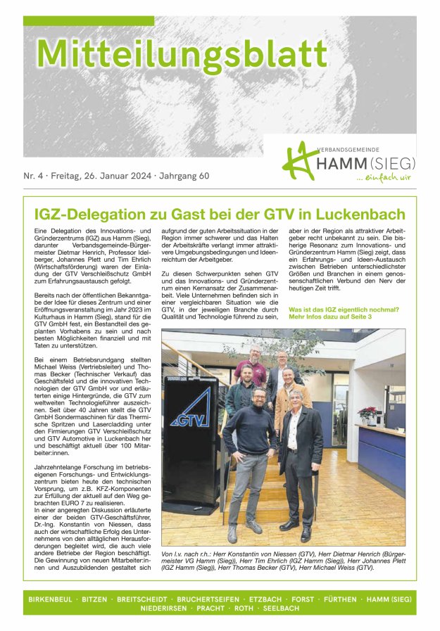 Mitteilungsblatt Hamm (Sieg) Titelblatt 04/2024