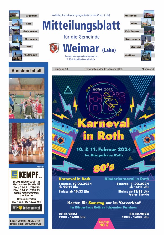 Mitteilungsblatt für die Gemeinde Weimar Titelblatt 04/2024