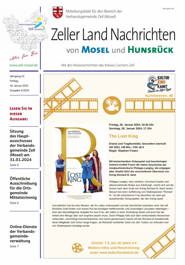 Zeller Land Nachrichten Titelblatt 04/2024