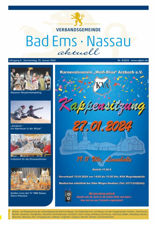 Bad Ems-Nassau aktuell Ausgabe Nassau Titelblatt 04/2024