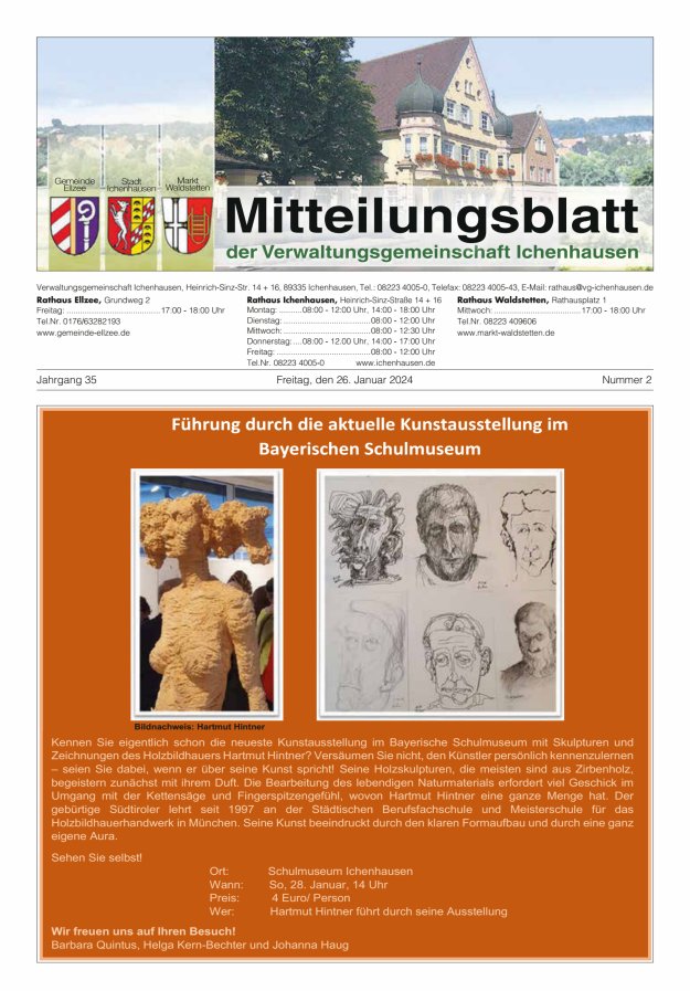 Mitteilungsblatt der Verwaltungsgemeinschaft Ichenhausen Titelblatt 02/2024