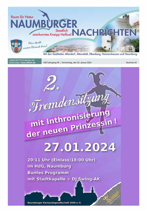 Naumburger Nachrichten Titelblatt 04/2024