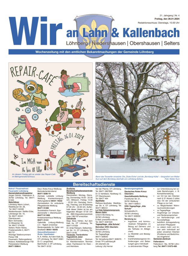 Amtliches Mitteilungsblatt der Gemeinde Löhnberg Titelblatt 04/2024