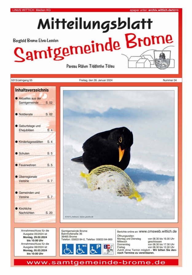Mitteilungsblatt der Samtgemeinde Brome Titelblatt 04/2024