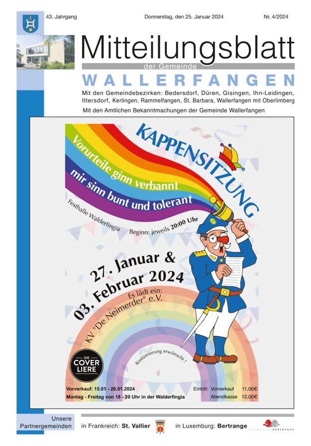 Mitteilungsblatt Gemeinde Wallerfangen Titelblatt 04/2024