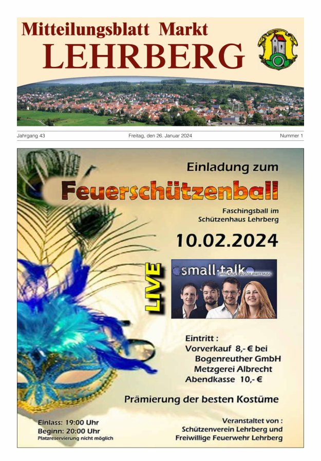 Mitteilungsblatt Markt Lehrberg Titelblatt 01/2024