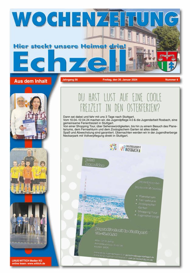 Wochenzeitung für die Gemeinde Echzell Titelblatt 04/2024