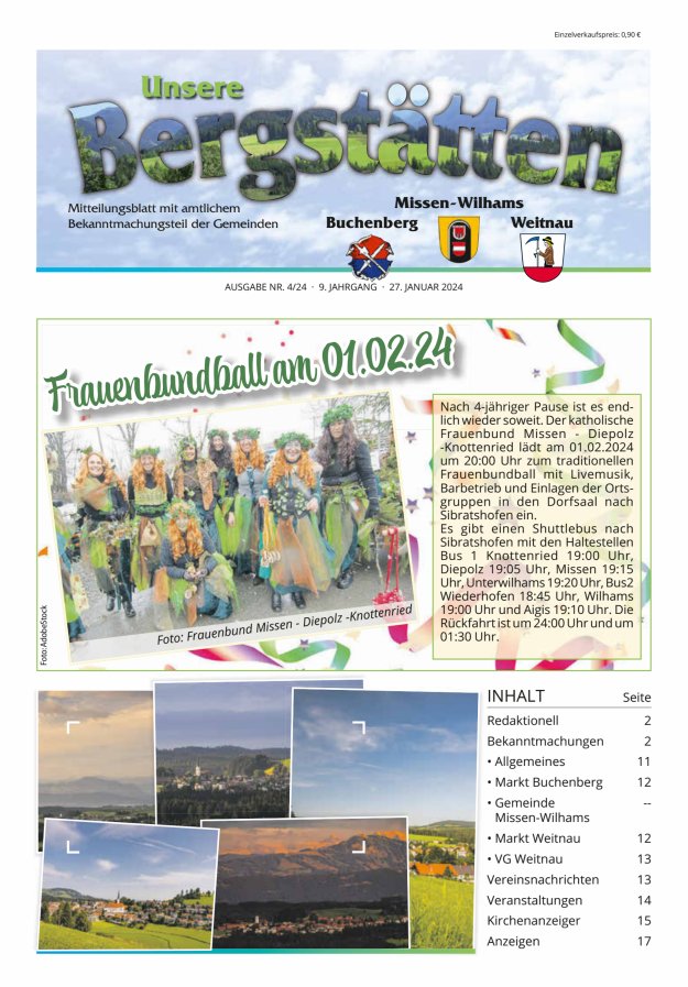 Unsere Bergstätten Mitteilungsblatt mit amtlichem Bekanntmachungsteil Titelblatt 04/2024