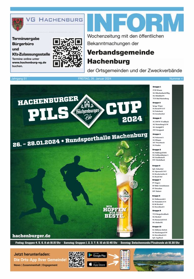 INFORM - Wochenzeitung der Verbandsgemeinde Hachenburg Titelblatt 04/2024
