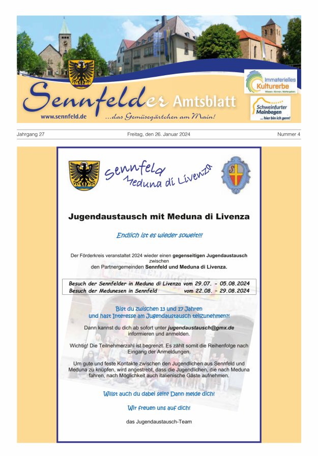 Sennfelder Amtsblatt Titelblatt 04/2024