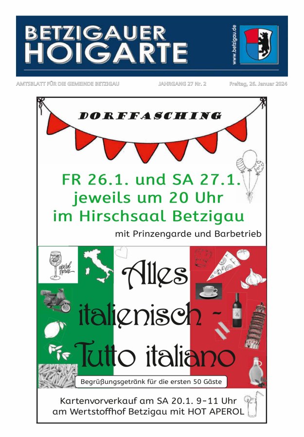 Betzigauer Hoigarte Amtsblatt der Gemeinde Betzigau Titelblatt 02/2024