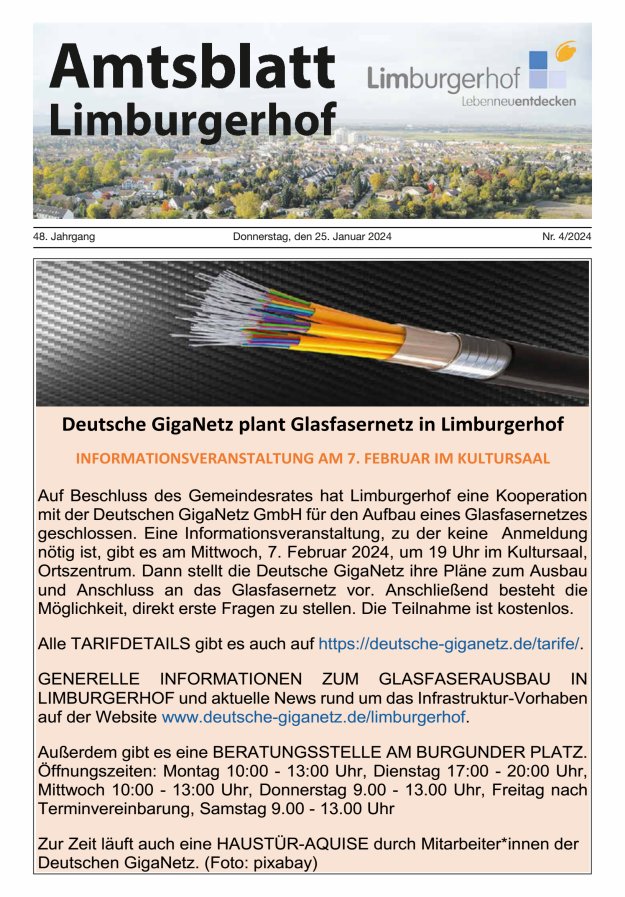 Amtsblatt Limburgerhof Titelblatt 04/2024