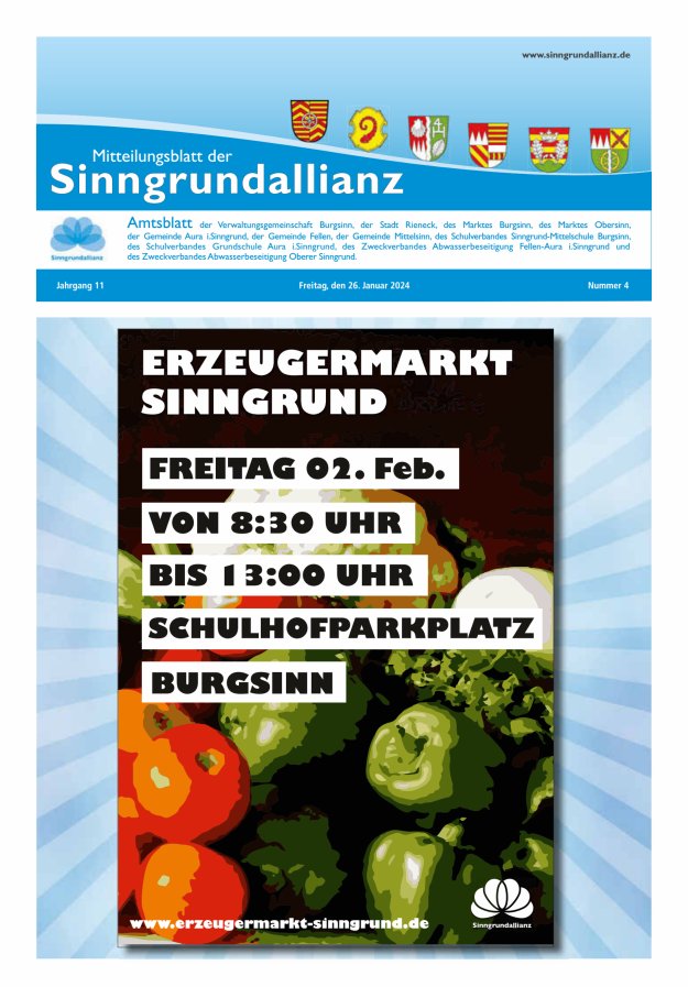 Mitteilungsblatt der Sinngrundallianz Titelblatt 04/2024