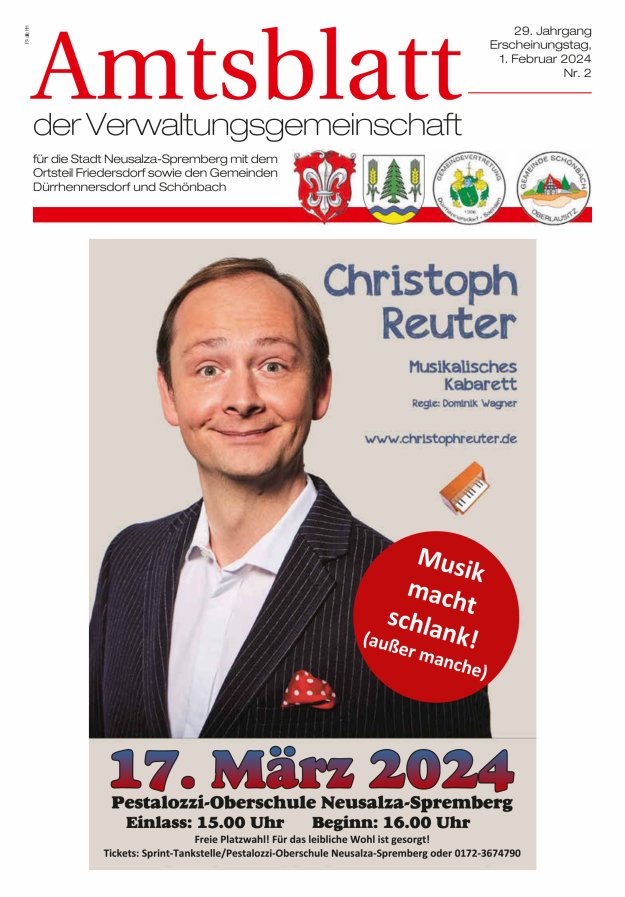 Amtsblatt der Verwaltungsgemeinschaft für die Stadt Neusalza-Spremberg Titelblatt 02/2024