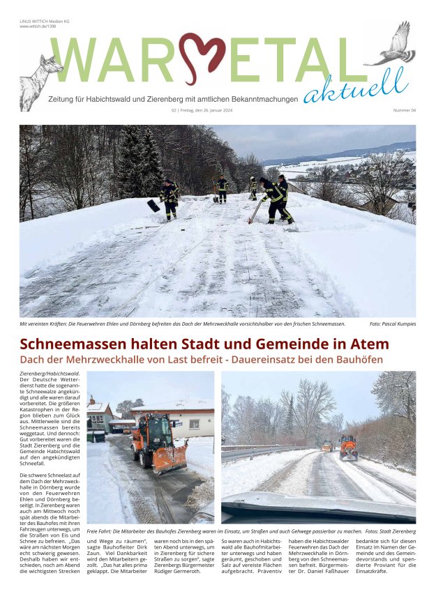 Warmetal aktuell (Habichtswald + Zierenberg) Titelblatt 04/2024