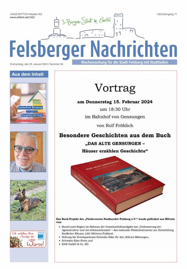 Felsberger Nachrichten Titelblatt 04/2024
