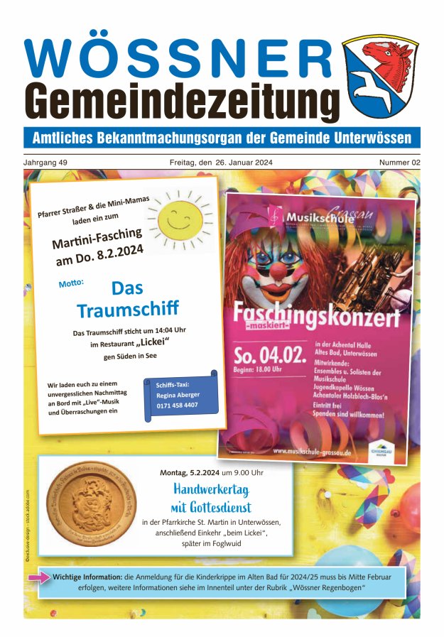 Wössner Gemeindezeitung Amtliches Bekanntmachungsorgan der Gemeinde Unterwössen Titelblatt 02/2024