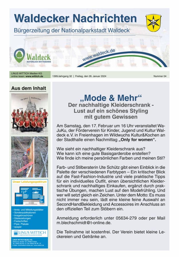 Waldecker Nachrichten Titelblatt 04/2024