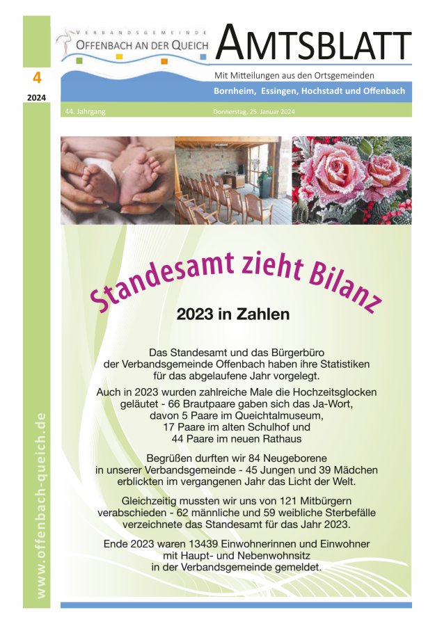 Amtsblatt VG Offenbach an der Queich Titelblatt 04/2024