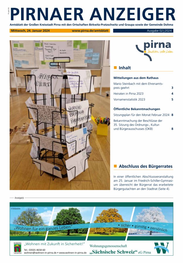 Pirnaer Anzeiger Titelblatt 03/2024